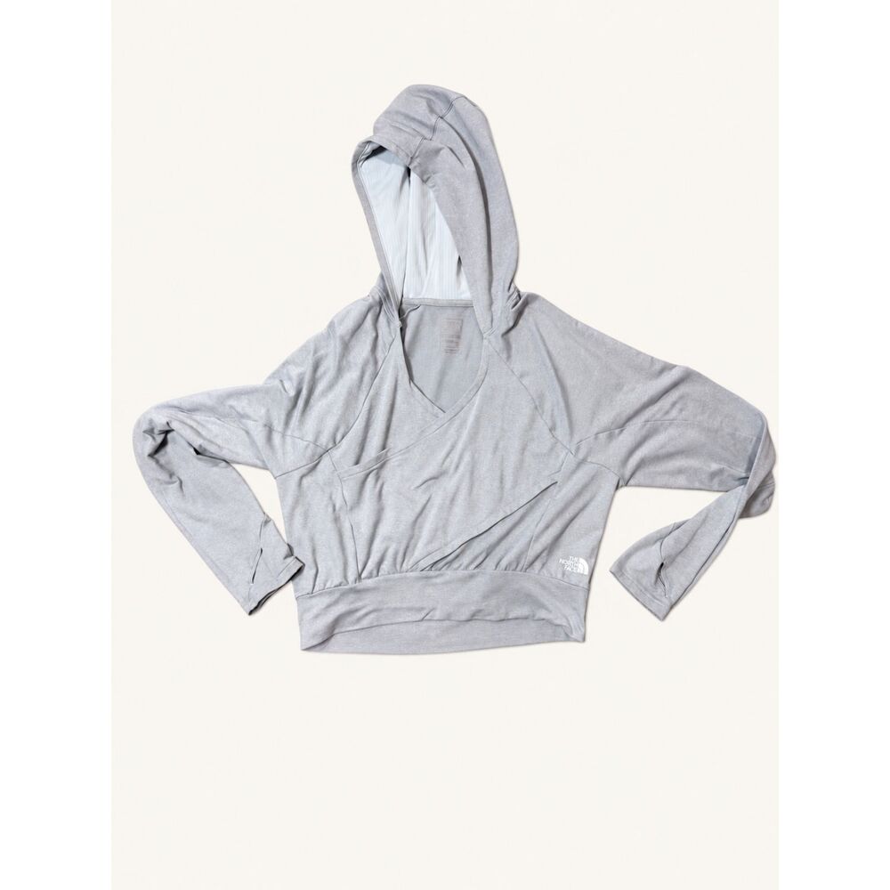The North Face Wrap Front Hoodie L Gray Athleisure Yoga Gorpcore Pullover